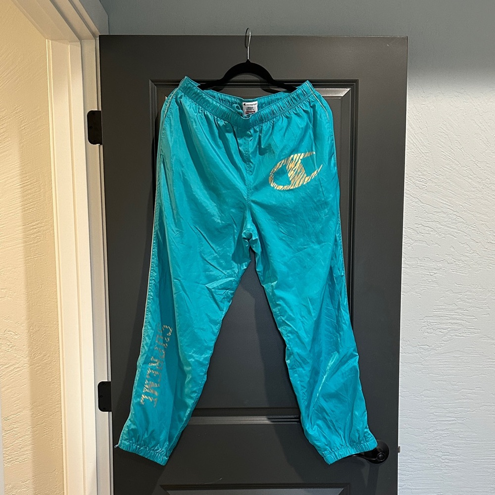 Champion x Supreme tracksuit pants in teal blue, Medium
